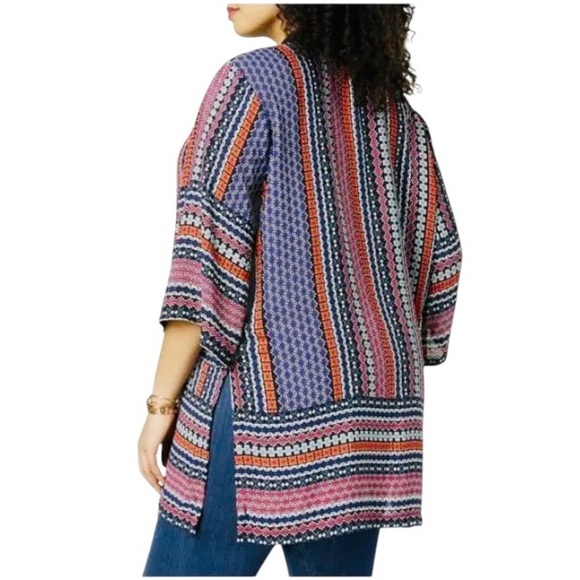 NY COLLECTION Boho Printed Colorful Floral Beachy Kimono Duster Coverup Size L - Picture 2 of 8